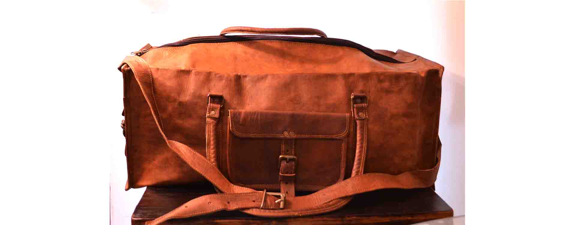 Rhinoland Genuine Indian Rectangular Leather Duffle Weekender Holdall Overnight Bag Vintage Duffle Bag, Holdall, Overnight Bag, Weekender Bag